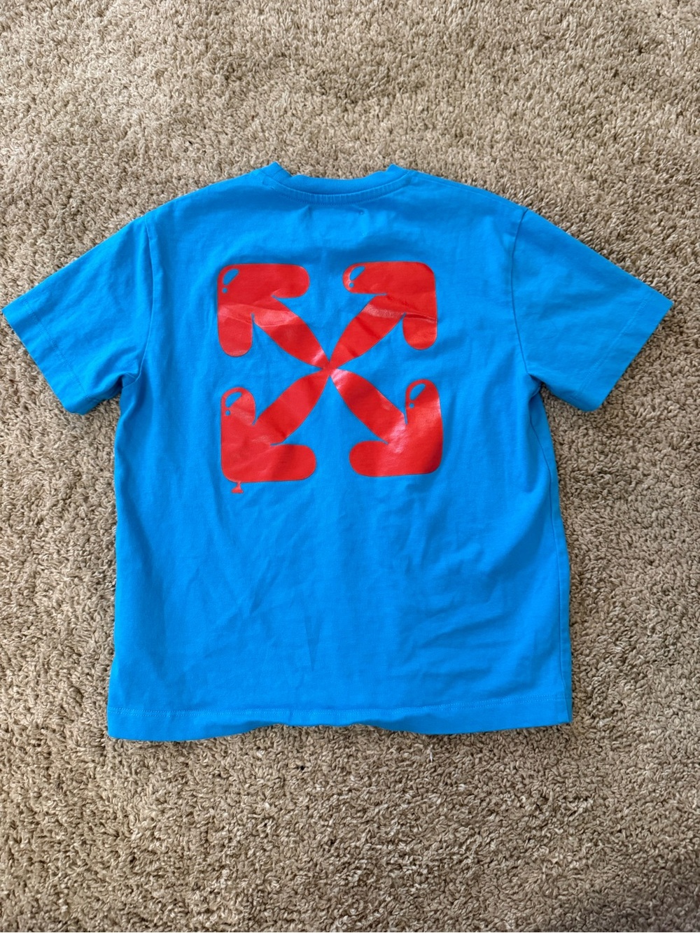Off-White Kids Short Sleeve Tee Blue with Red Arrow Graphic